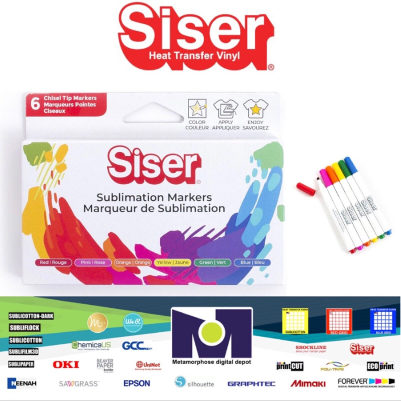 Sublimation Markers- Iron-on Heat Transfer Markers Brights for T-Shirts By  Siser